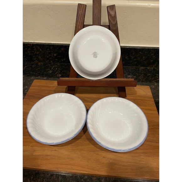 4 Corelle Vitrelle Gray Stripe to Grid Pattern Cereal Bowls - Picture 1 of 6